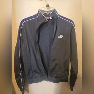 PUMA Zip Up Jacket Coat Womens size Small  Gray with purple and white